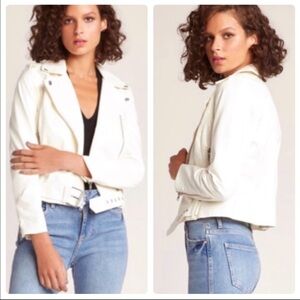 NWT BB Dakota Its Electric Vinyl Moto Jacket White‎ Size Small